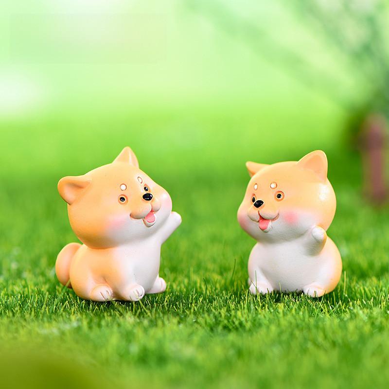 Dog Puppy Akita Resin Mini Figurine Micro Landscape Model Car Home Decor Gift