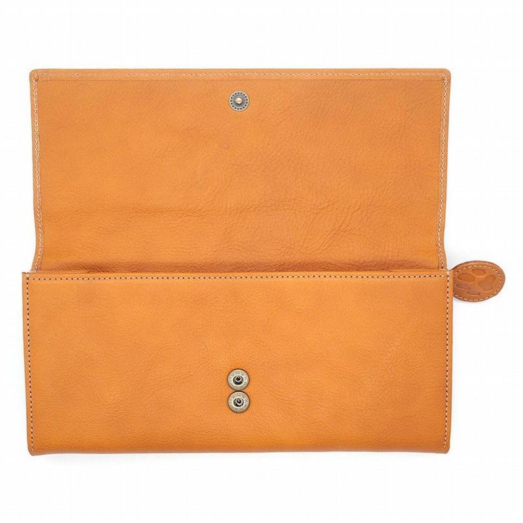 [WACHIFIELD] Dayan the Cat Genuine Leather Long Wallet, Camel