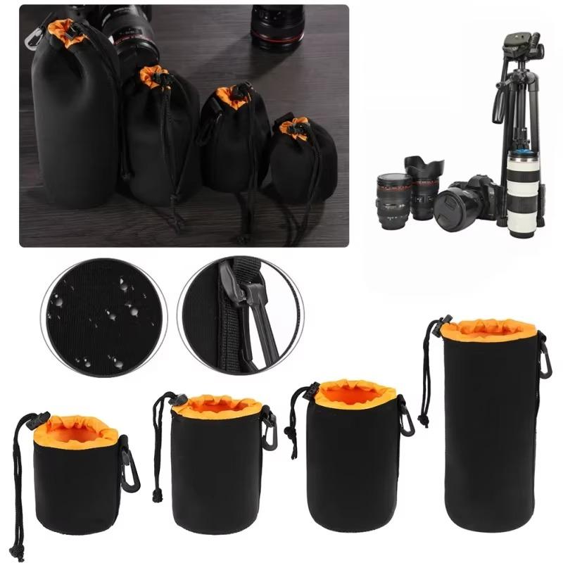 4 Pcs Waterproof Soft Camera Lens Pouch Bag Drawstring Protector Case For Canon Sony Nikon Dslr Video Lens