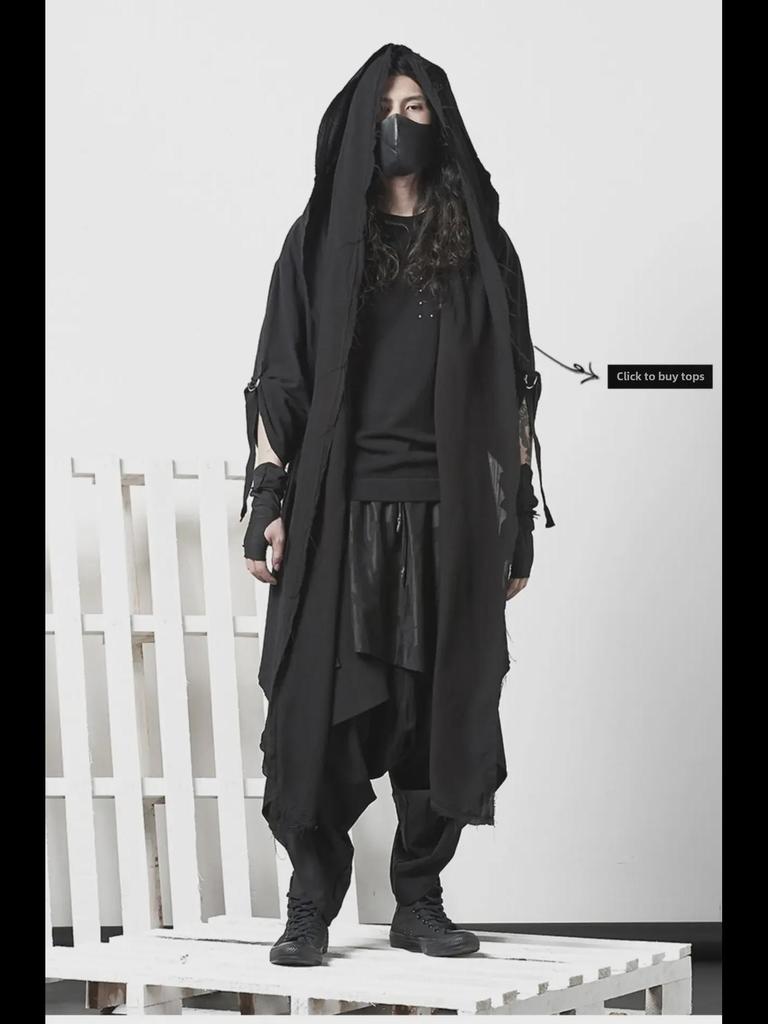 Pánské volné široké tmavé kendo harémové kalhoty ve stylu Yamamoto