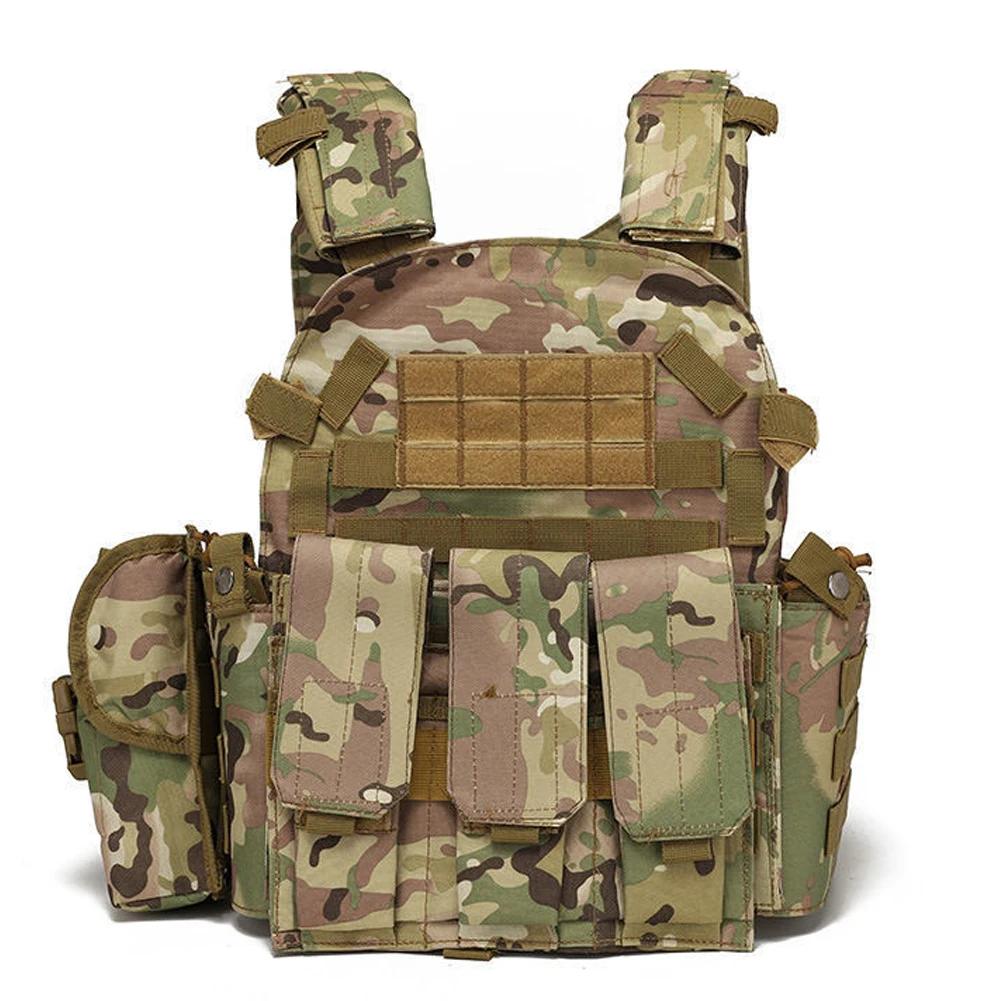 Camouflage Nylon Tactical Vest, Military Body Armor, Plate Carrier, Outdoor Airsoft Equipment with MOLLE, Combat Vest