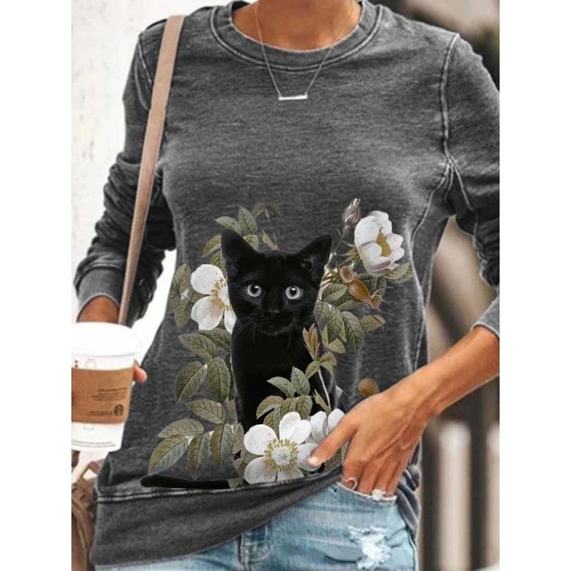 QICED Women's Fashion Casual Long Sleeve O-Neck Blouses & Shirts
