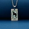 Stainless Steel Cat Tarot Card Necklace for Men Women Animal Divination Jewelry Accessory