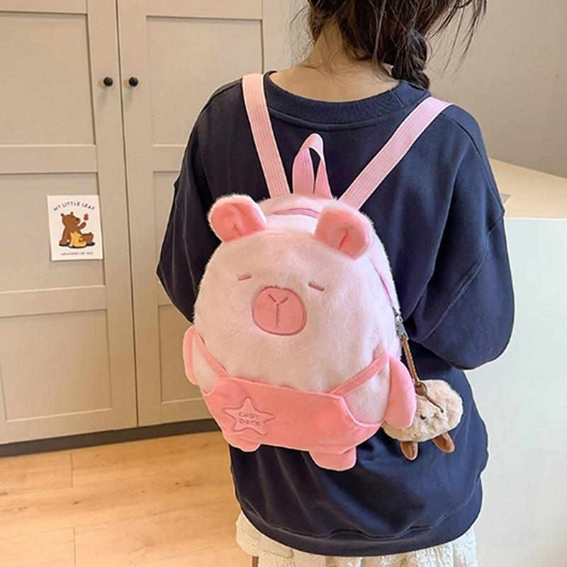 1 Piece Stuffed Large Capacity Capibala Crossbody Bag Animal Cartoon Capybara Plush Backpack Cotton  Couple Bag