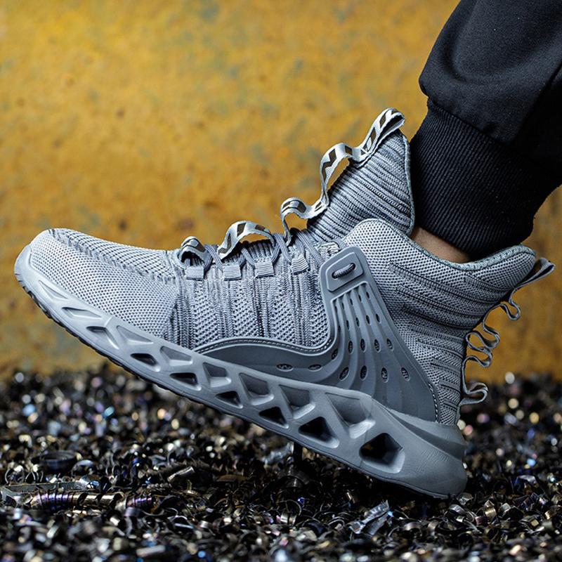 Lightweight Work Safety Boots Men Sport Safety Shoes Breathable Anti-Puncture Protective Work Shoes Men Steel Toe Work Sneakers
