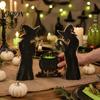 Vintage Distressed Holiday Accents 3Pcs Halloween Witch Cauldron Lantern Potion Bottle Table Decorations, Rustic Wooden Unique Witchy Room Accessories