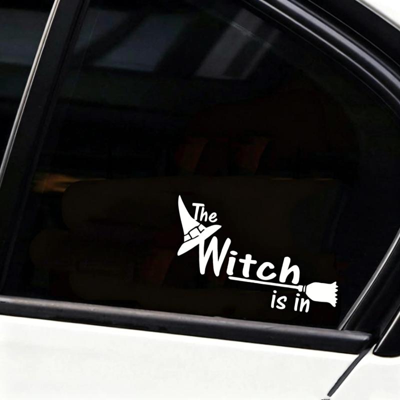 Car Sticker "The Witch Is In" Creative Letter Decal Waterproof Universal Fit for Auto Truck Motorcycle Rear Windshield