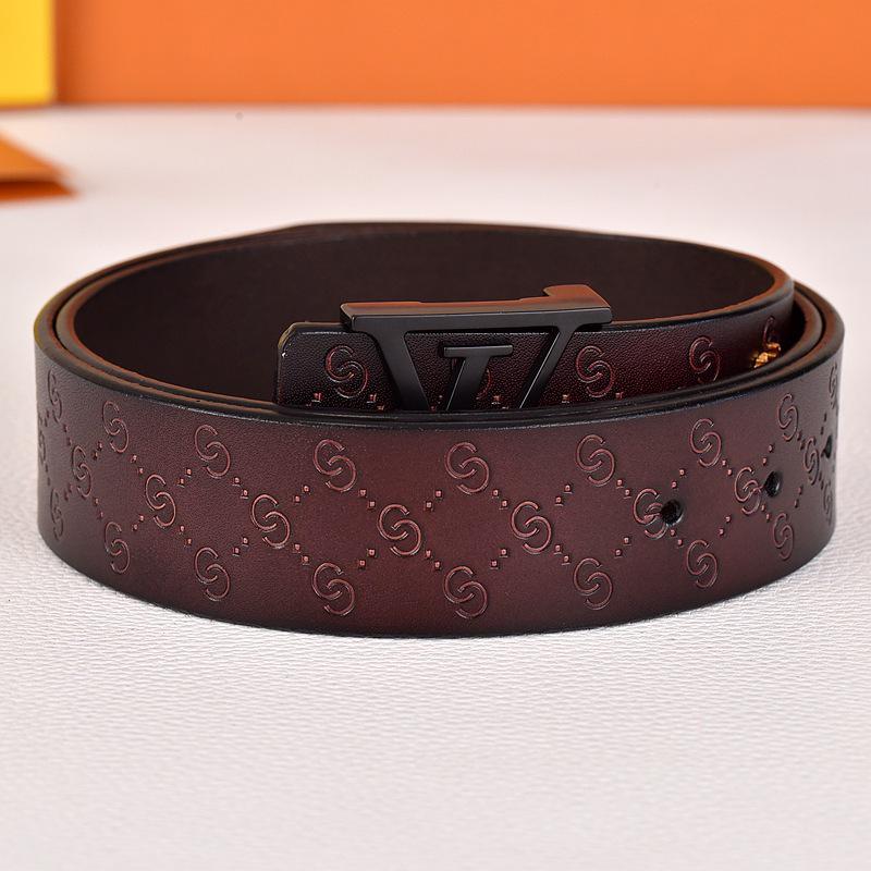 Herren Jugend Gürtel aus echtem Leder mit Karomuster und glatter Schnalle - Stilvoller Rindsleder Hüftgürtel für trendige Looks