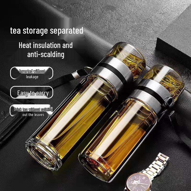 WZ Double-Layer Glass Tea Infuser Bottle 370ml