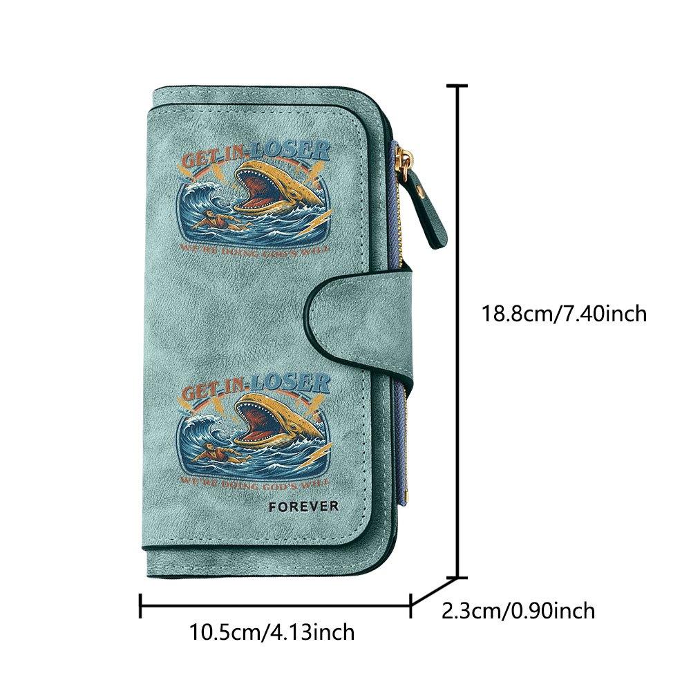 Jonah Whale Print Long Zipper Wallet, Large Capacity Card Holder, Unisex Clutch Bag, Fashionable Zipper Coin Purse, Suitable for Daily Use, A Great