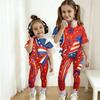Jungen und Mädchen Unabhängigkeitstag Druck Set Kinder Freizeit Kurzarm Oberteil und Lange Hosen Set