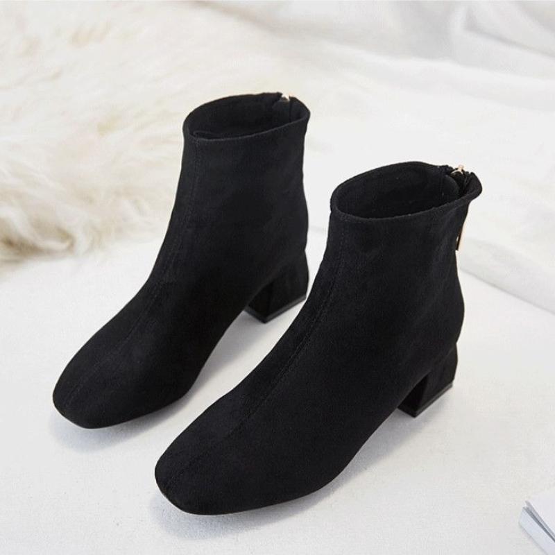 Fashion Ankle Boots for Women Zip Chunky Heel Soft Plus Big Size Booties Sale On Promotion Goth Large Warm Autumn Hot Woman Short Shoes