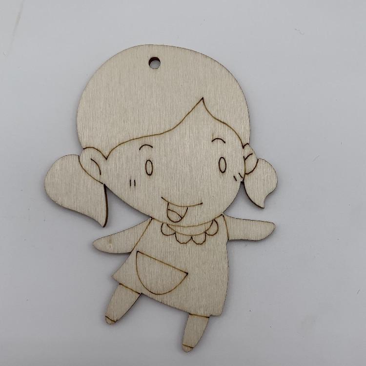 Creative Cartoon Wood Slice Pendant with Hemp Rope for DIY Christmas Tree Decoration Crafts