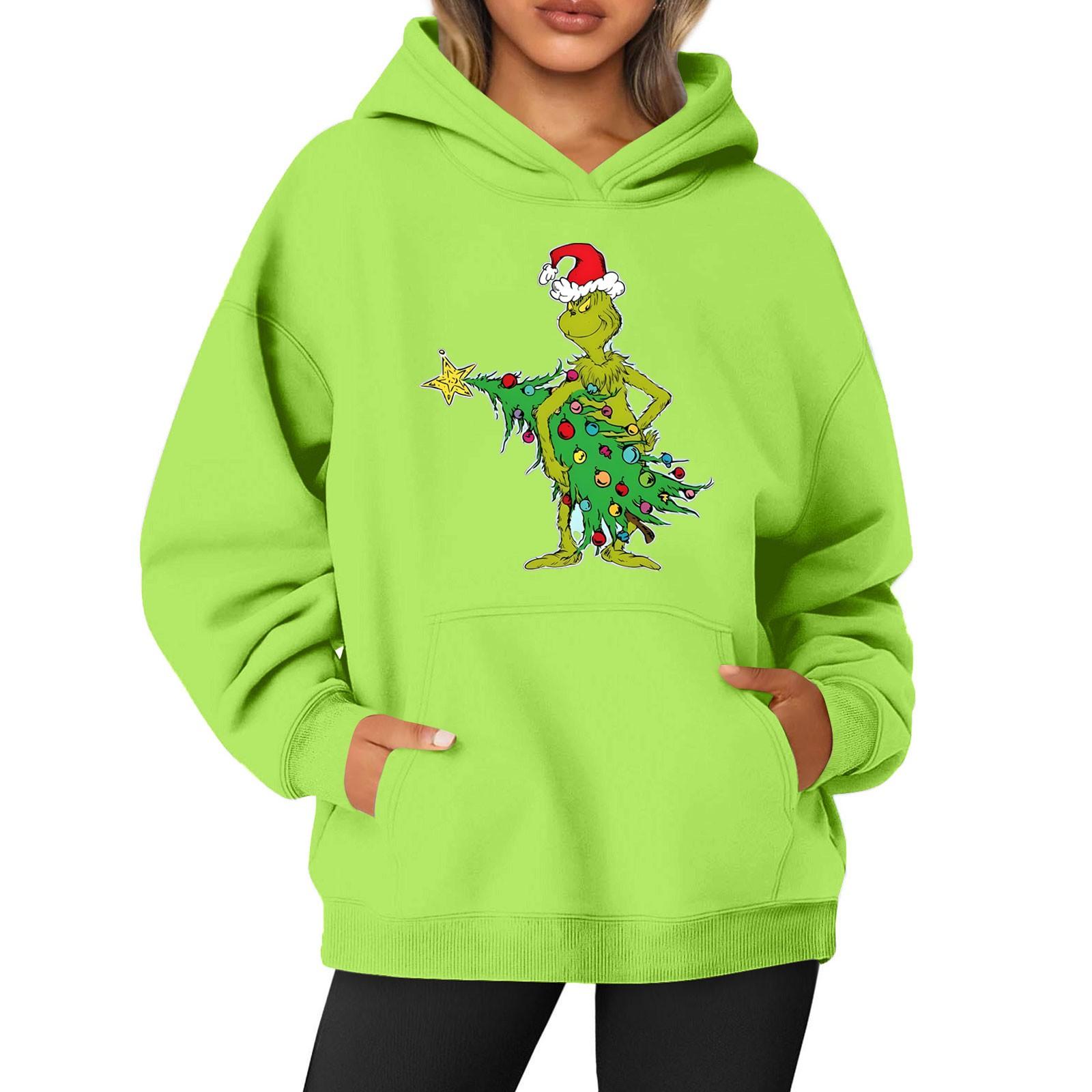 

Уродливые рождественские толстовки для женщин Забавные графические толстовки с капюшоном Толстовки с длинным рукавом Пуловеры Свитера L