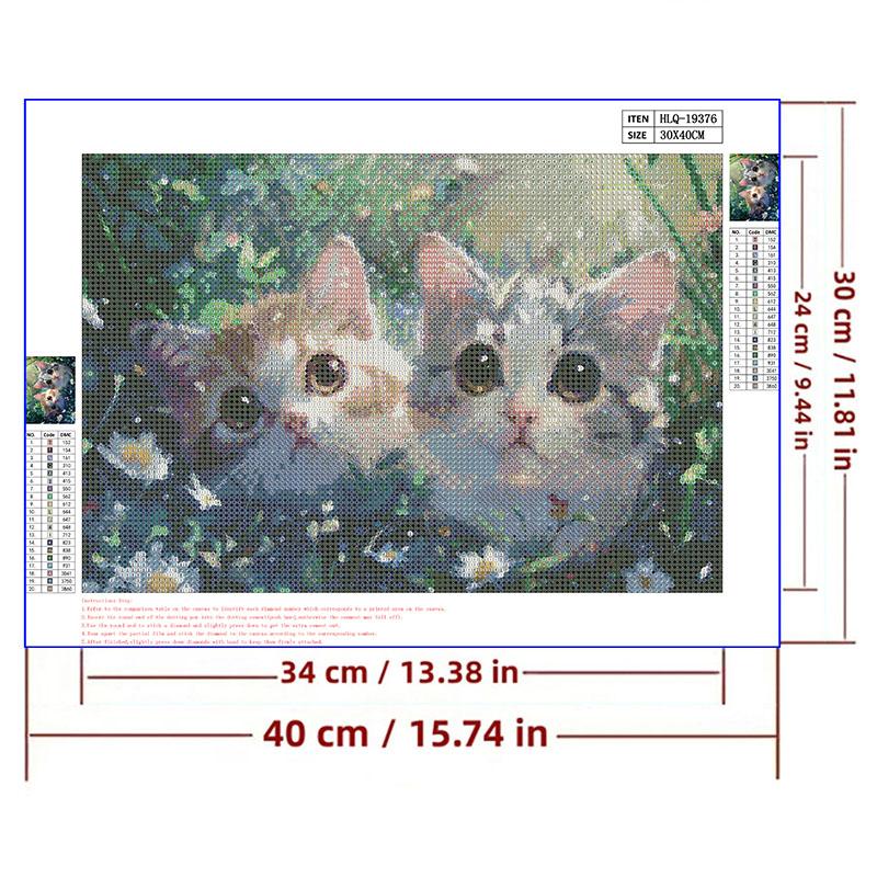 5d DIY Diamond Painting Cross Stitch Cute Animals Two Cats Diamond Embroidery Mosaic Full Round Drill Home Decor Arts
