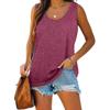 Women's Solid Color Henley Tank Top, Round Neck Button Front Sleeveless Loose Casual Summer Daily Wear T-shirt