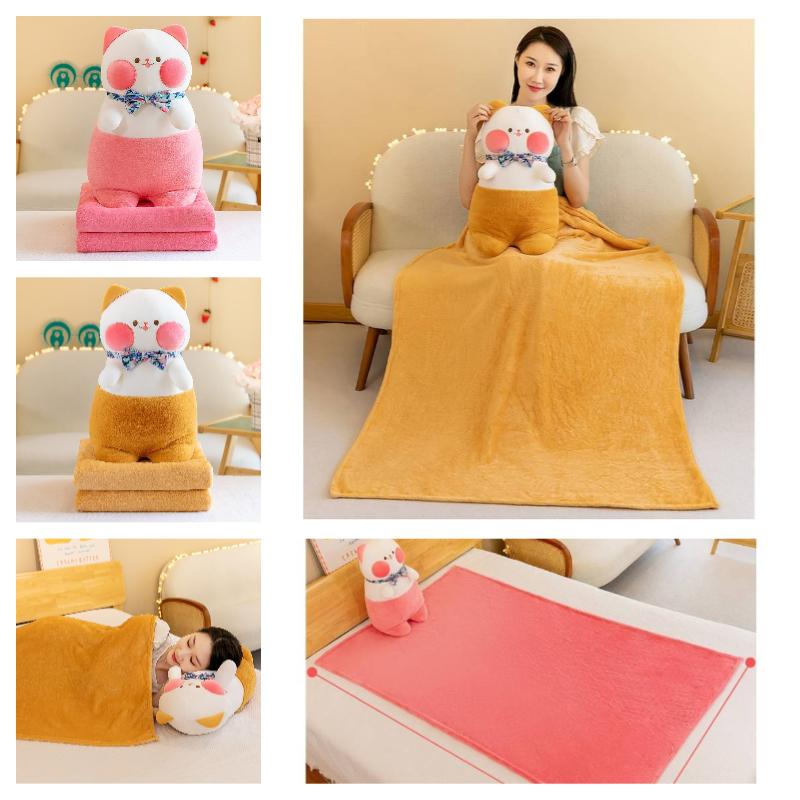 Cat Plush Dudu Stuffed Pillow Cushion Toy Summer Nap Blanket Airconditioning