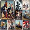 MotorcycleVintageCo Pinup Metal Signs - Vintage Art Posters - Iron Painting Wall Decoration - Elevates Decor In Man Cave & Ba