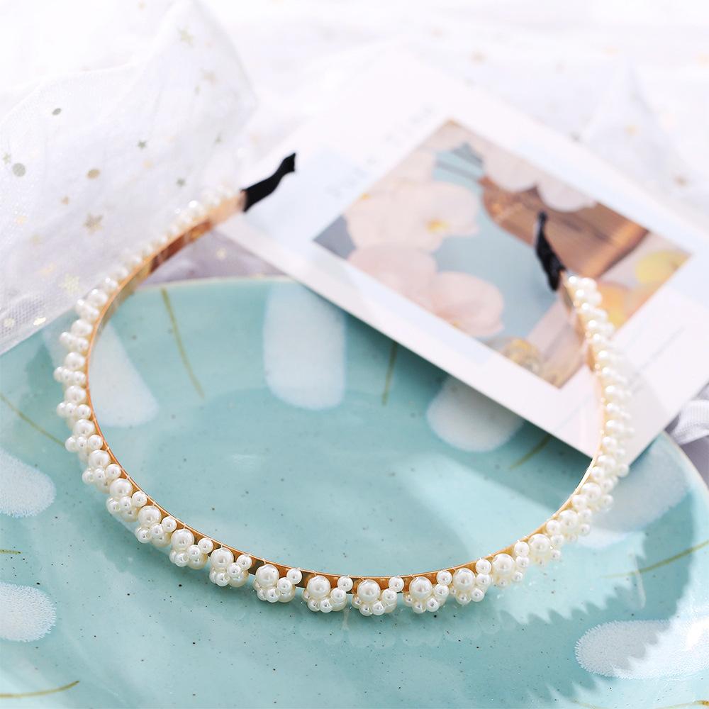Modyle Fashion Full Pearl Hairbands Elastic Flower Women Hair Hoop Bands Headband Bezel Girls Hair Accessories Headdress