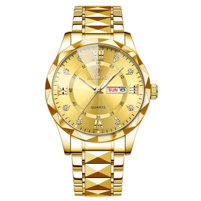 Simple Luminous Analog Stainless Adjustable Quartz Fashion Gold A Perfect Gift for or Day Men's Couple's Watch Indexes, Calendar, Display,
