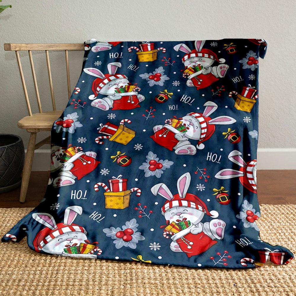 

Christmas Bunny Pattern Blanket bedroom Blanket for Livingroom Couch lunch break Soft throw for Friend s festival Gift 80cm x 120cm