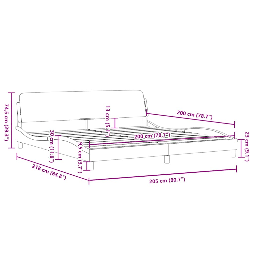Bed Frame  Dover  Cream 200 x 200 cm Fabric