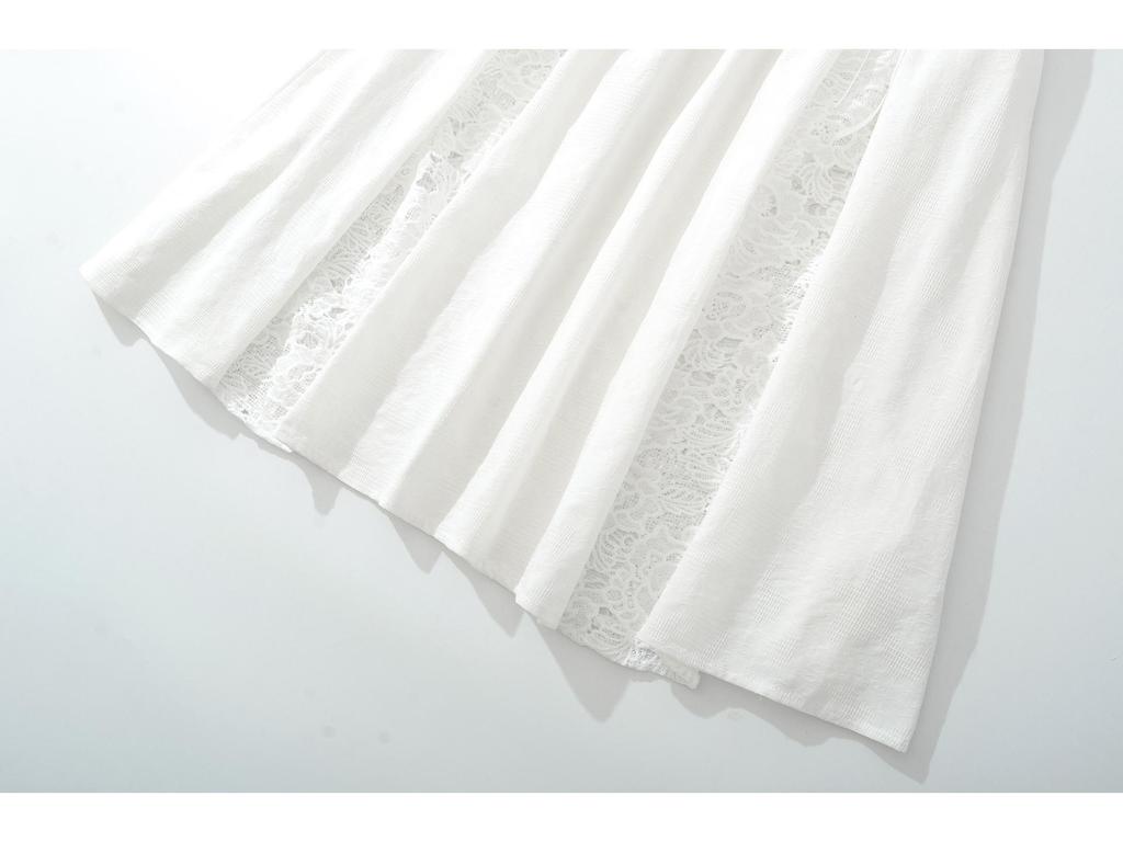2025 Autumn Lace Patchwork Slim-fit Top & High-waisted Skirt Set
