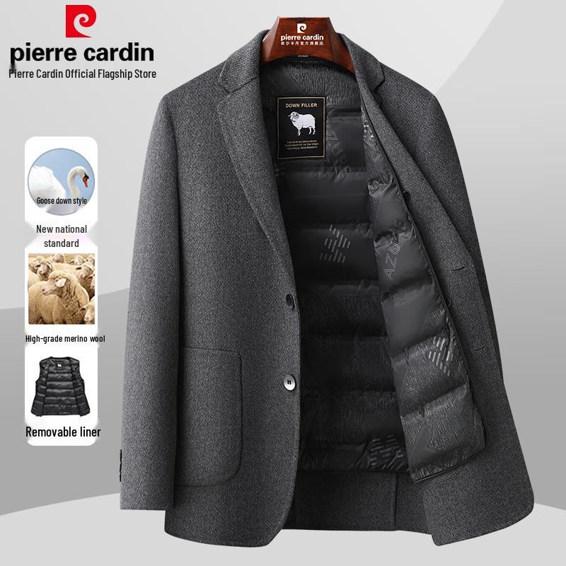 Pierre Cardin Men's Wool Blend Business Casual Coat with Detachable Down Liner