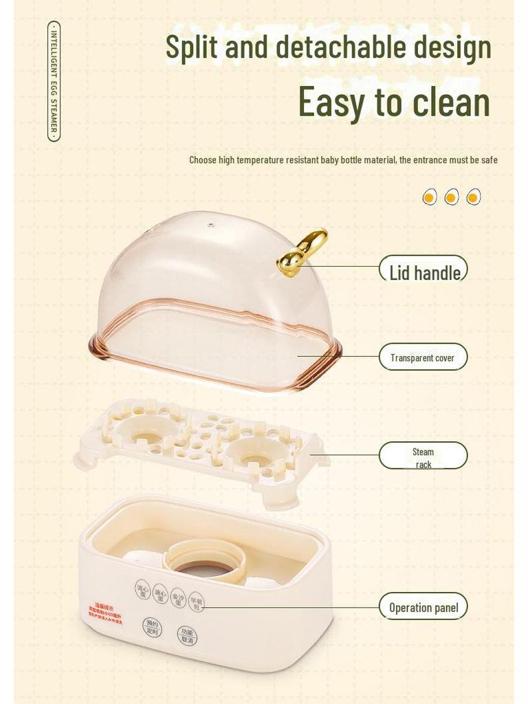 Dual Egg Cooker & Breakfast Steamer: Compact, Multi-Function, Timed Cooking for Eggs & Buns, Ideal for Home & Dorm.