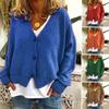 Lockere Passform V-Ausschnitt Pullover Mantel Langarm Strickjacke Einfarbig Gestrickt Damen Pullover