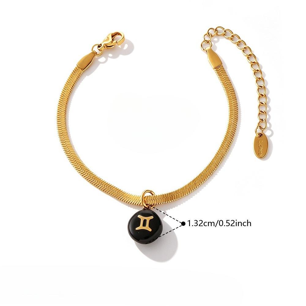 European and American Minimalist Smooth Flat Snake Bone Chain Round Plaque Accessory, Niche Versatile Bracelet