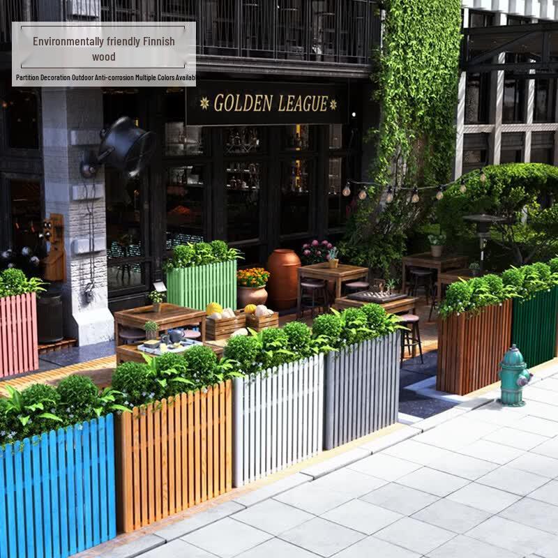 JINGGENG Outdoor Anti-Corrosion Wooden Planter Box with Fence