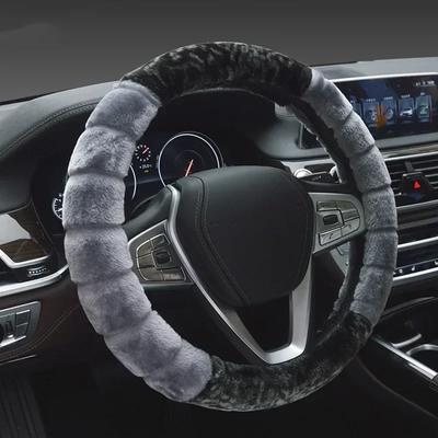 Zimní super měkký plyšový kreativní prošívání potah na volant auta univerzální, teplý umělý kožešinový potah na řídítka auta na volant