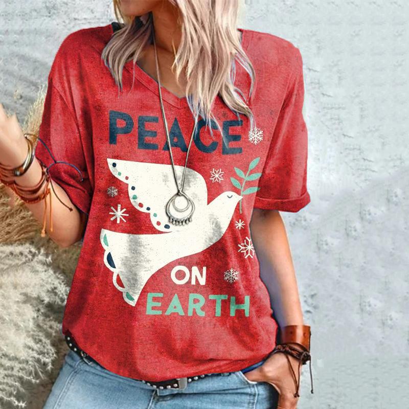 

Summer Trendy Women s 3D Bird Printed Loose Casual Short Sleeved T-shirt XS