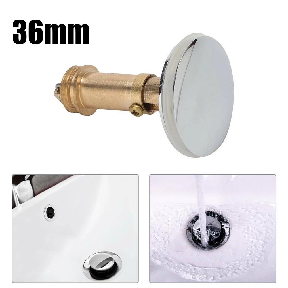 

36mm Tap Pop-Up Basin Waste Chrome Sink Push Button Click Clack Plug Bolt For Bathroom Basin Sink Bathtub Bathroom Accessories