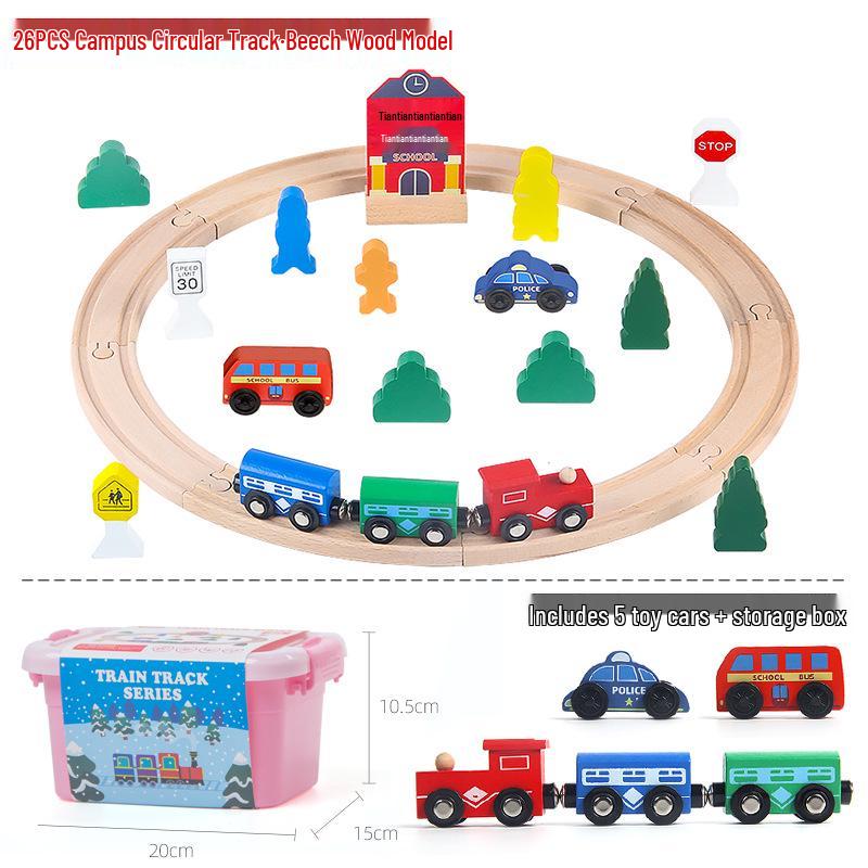 36-Piece Wooden Magnetic Train Track Set - Educational Interlocking Toy