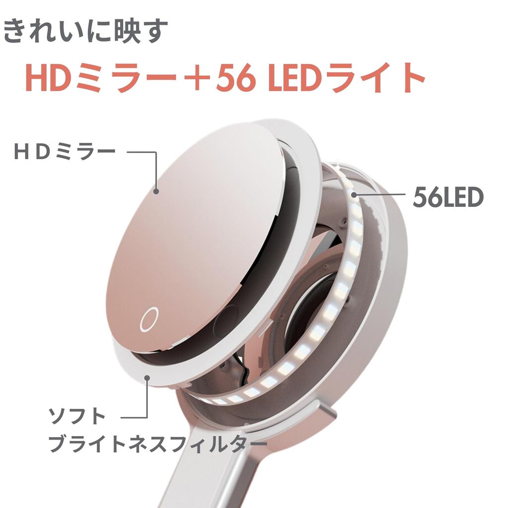 PRIDEMII Folding Magnifying LED Lithium Easy Touch Travel Stepless Brightness Makeup Tabletop Mirror Mirror, Double-Sided (20x + 1x), Light, Built-in