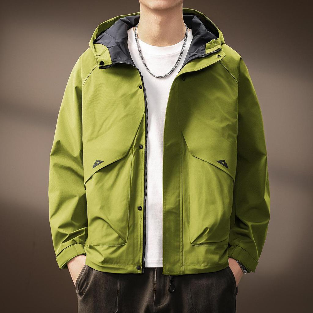 Premium Men's Outdoor Hooded Windbreaker - Functional, Durable, Autumn/Winter Jacket with Loose Fit and Three-Proof Technology