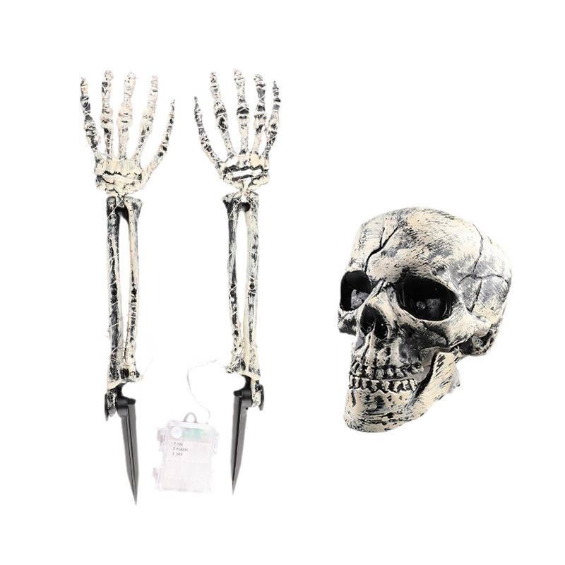 Skeleton Ground Stakes: Halloween Decoration with Skull and Ghost Hand Props