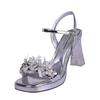 Slip Strap Sandals Women Summer New Square Toe Open Toe Rhinestone with Skirt Platform Non-Slip Square Heel High Heels