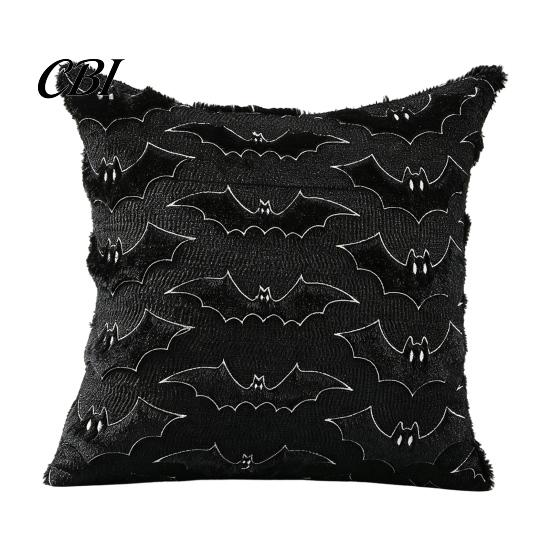 Halloween Party Supplies Ghost Cushion Cover, Plush Embroidered Throw Pillow 18x18 Cute Cover Inch Case for Home Sofa Bed Decor Holiday Covers