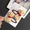 Lovely Flower Hair Clip Plaid Bow Snap Clip Non Slip Wrapped Hairpins for Kids