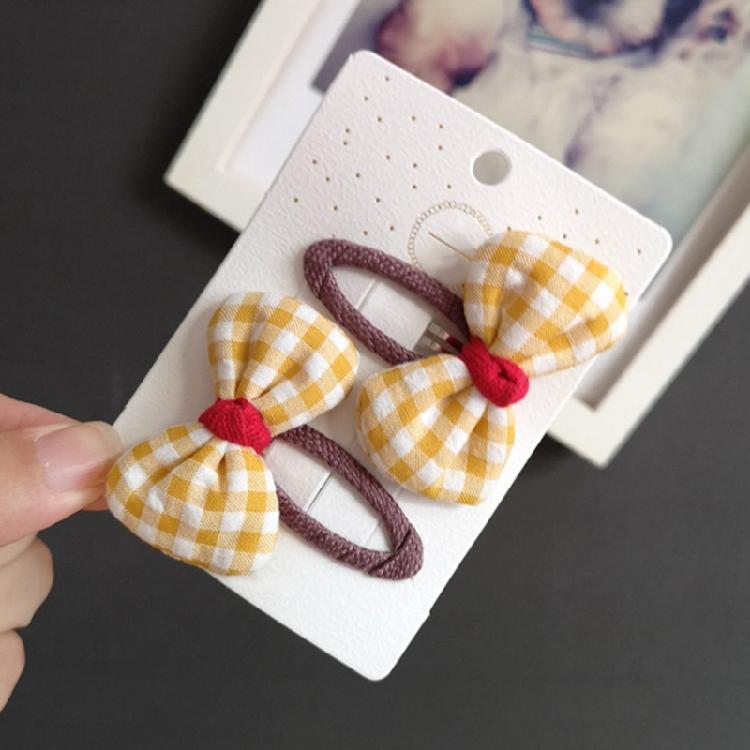 Lovely Flower Hair Clip Plaid Bow Snap Clip Non Slip Wrapped Hairpins for Kids