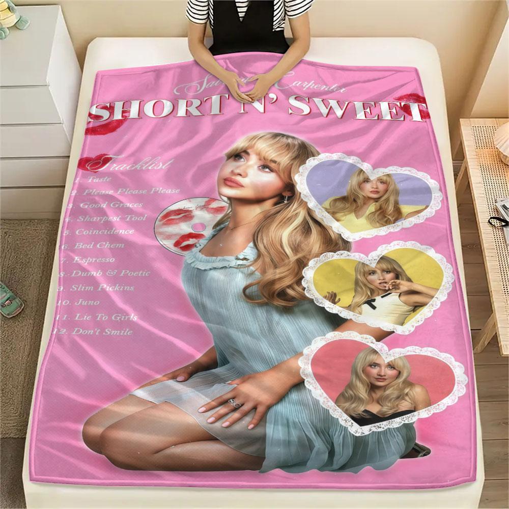 Sabrina Poster Printed Flannel Blanket, Soft Throw for Bedroom Sofa, Washable, Fan Merchandise, Great Gift.