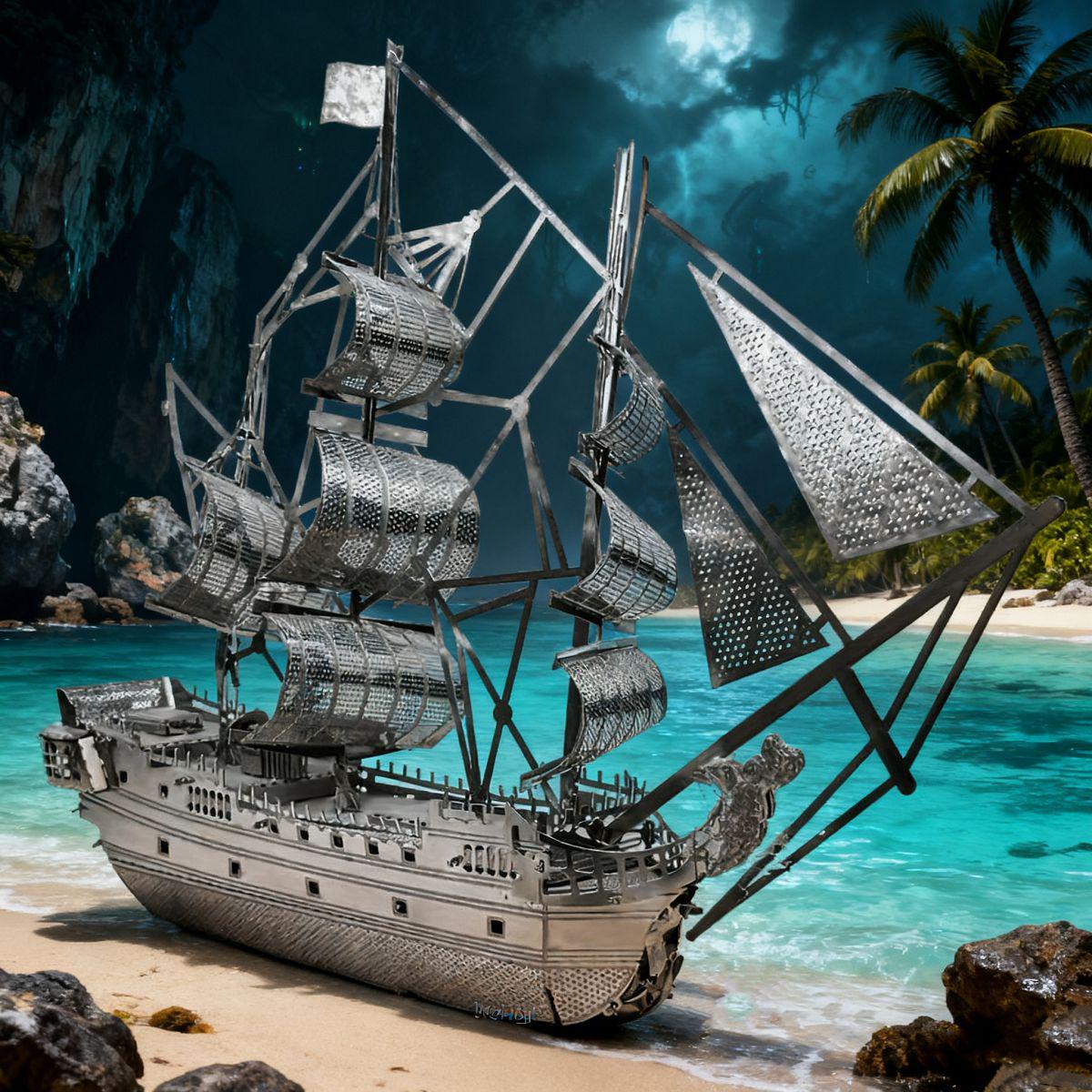 

Black Pearl Pirate Ship 3D Metal Puzzle DIY Educational Toy, Ages 14+