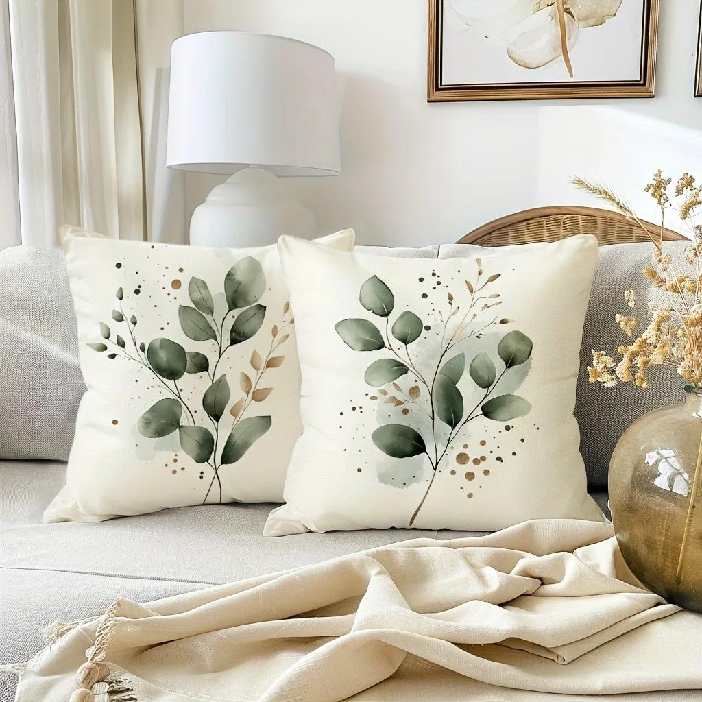 Blumen-Blattmuster Druck Kissenbezug Modern Minimalistisch Haus Schlafzimmer Zimmer Dekoration Wohnzimmer Sofa Kissenbezug