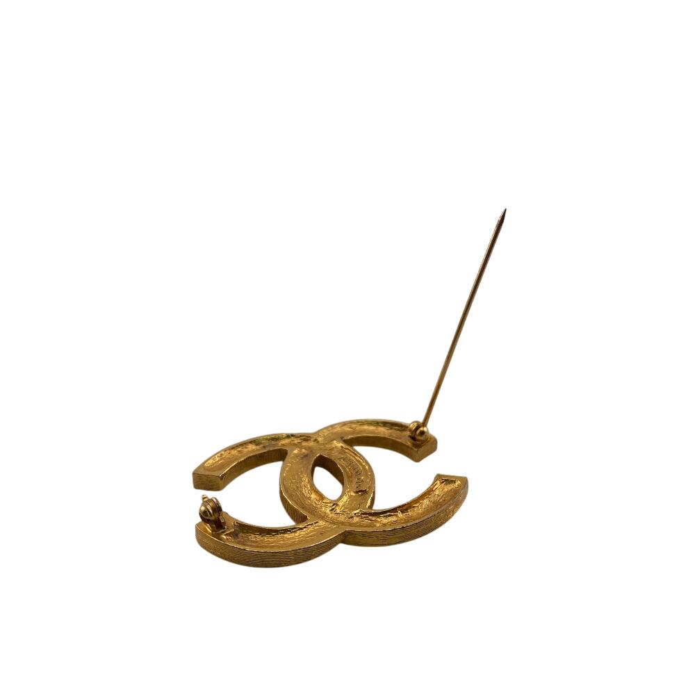 CHANEL Rhinestone COCO Mark Gold Plated Brooch gold Gold Plated Used
