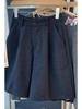 Elegante, hochtaillierte, formende Wollshorts für Damen - Vielseitige graue Bootcut-Hose für den Herbst