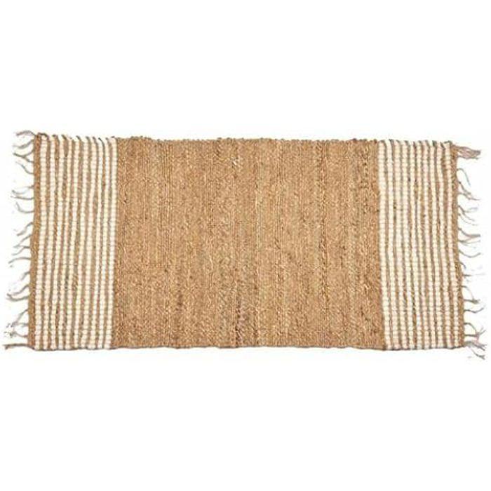 Tapis - GIFT DECOR - Rayures Noires - 70 x 1 x 140 cm - Fibres Naturelles - Intérieur