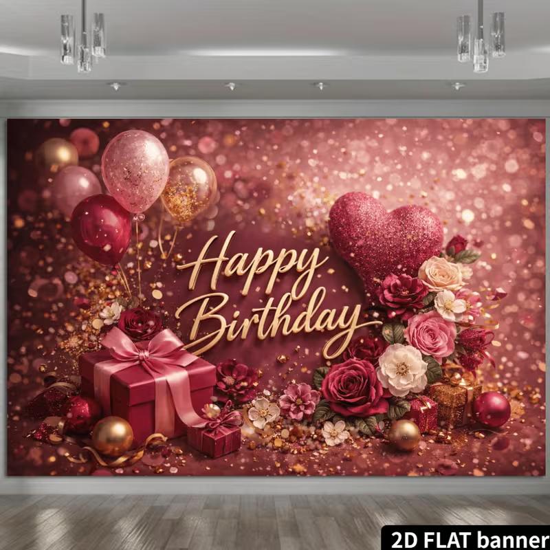 

2D Elegant Gold Cursive Happy Birthday Backdrop Banner Party Decoration for Women 47.2x31.5inch/120*80cm